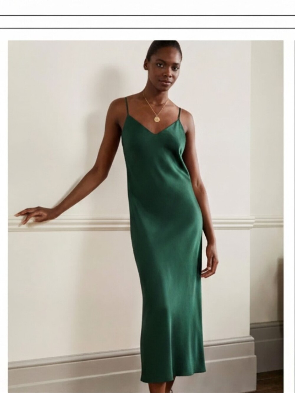 Boden Emerald Green Satin Slip Dress